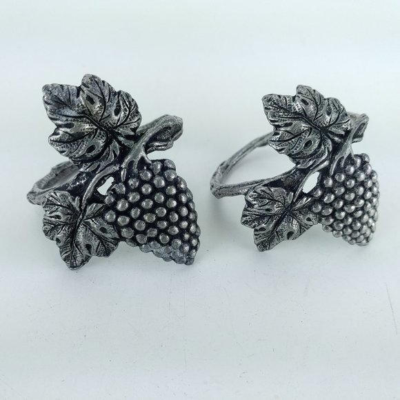 Dining Pewter Metal Grape Napkin Rings Set Of 2 Dinner Table Accent Poshmark